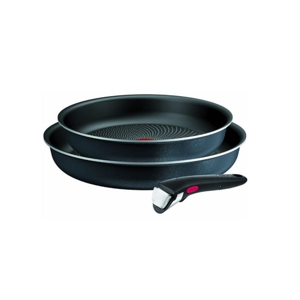 Tefal Set med 2 stekpannor aluminium 24 och 28 cm + 1 svart handtag - L7239103