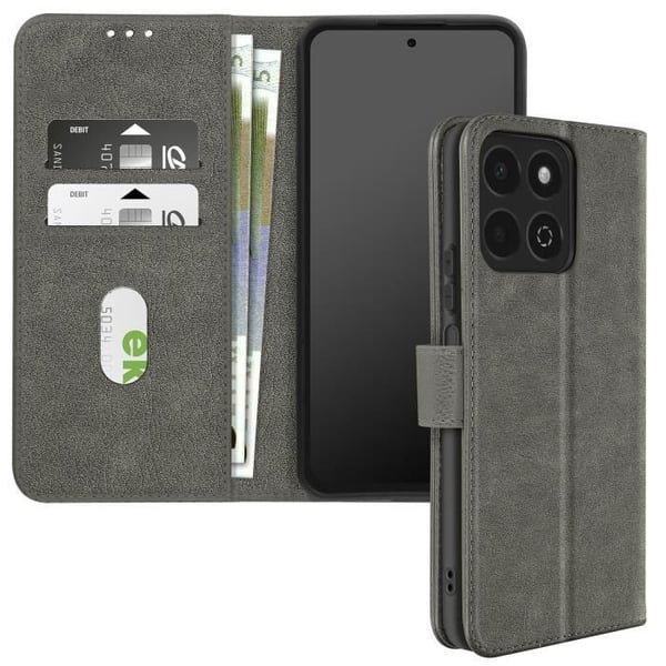 Fodral till Honor 200 Smart - AVIZAR - Chesterfield - Support för plånbok och video - Grå