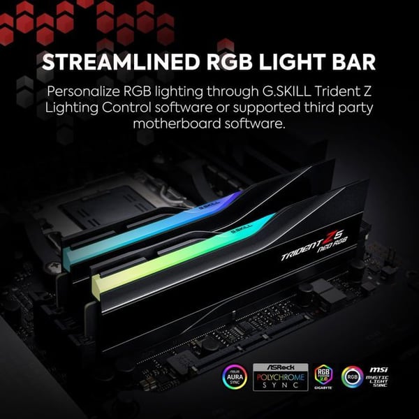 G.Skill Trident Z5 Neo RGB - DDR5 - Kit - 64GB: 2 x 32GB - DIMM 288-PIN - 6000 MHz / PC5-48000 - CL32 - icke-ECC -