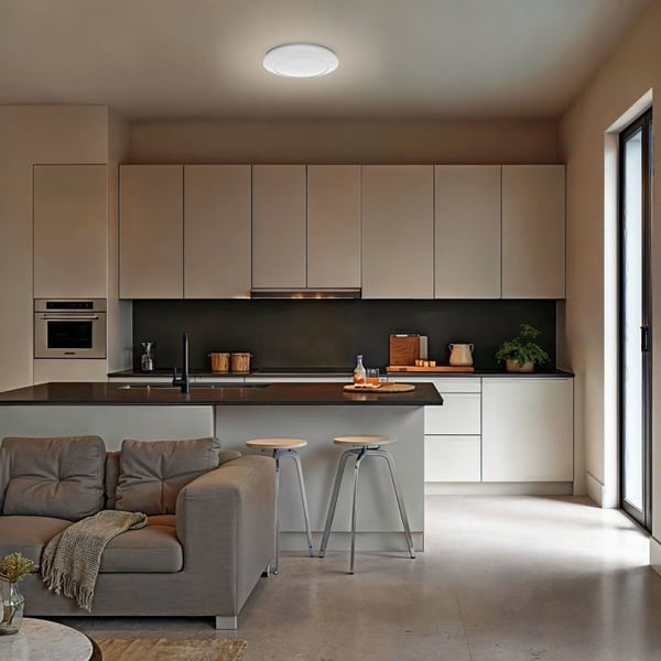 Samtida LED-taklampa - PHILIPS - Cinnabar Rund 6W 4000K - Vit syntetisk skärm