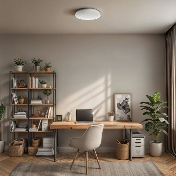 Samtida LED-taklampa - PHILIPS - Cinnabar Rund 6W 4000K - Vit syntetisk skärm