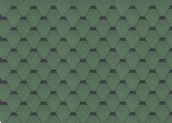 Bardeaux bitumineux hexagonala Rock Timbela H-GREEN, färg grön - takbitumen 3 m2