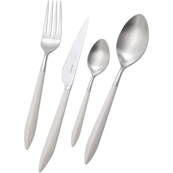 Couverts - Bugatti House - Ares - 24 delar - Vit handtag - Diskmaskinssäker
