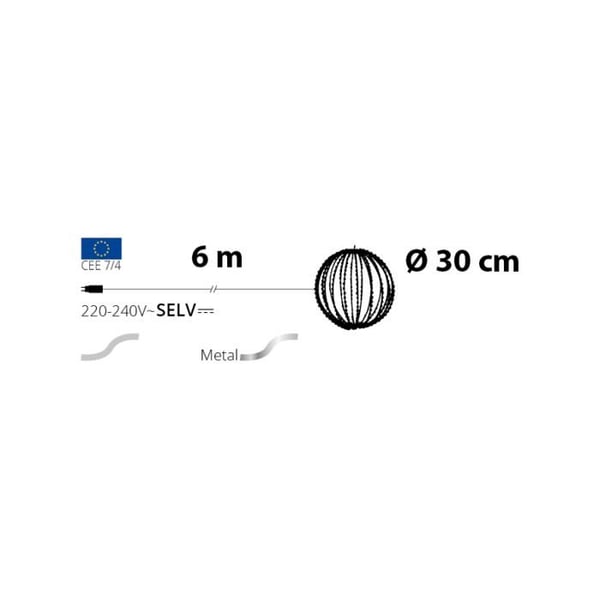 3D ljuskula Ø30cm Metall Pro 520 Micro LED Flash Diamond Lotti