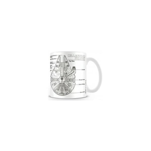 Mugg - PYRAMID - Star Wars - Croquis Faucon Millenium - Vit - Cylindrisk - Vuxen