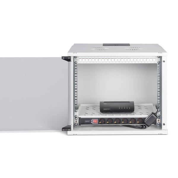 19" nätverkskit - DIGITUS - 9U skåp - 1U hylla - 24-portars panel - Grå