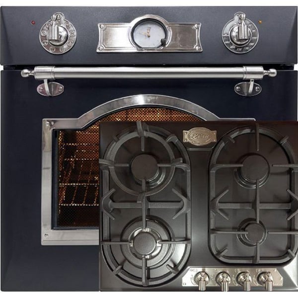 KAISER Ensemble fyra Cuisinière Autonome Elektrisk ugn, 8 funktioner med gasplatta 60 cm EH 6355 Em Sil+KG 6325 Em Sil