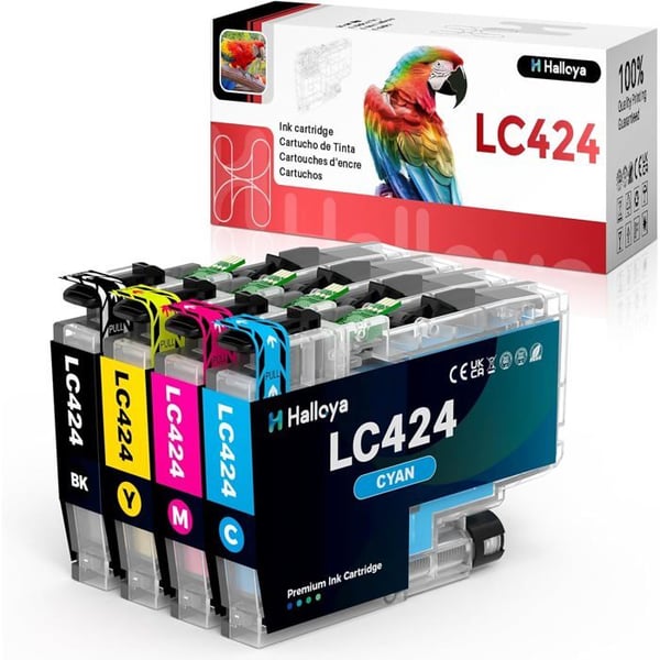 TRAHOO-LC424 Kompatibla bläckpatroner för Brother LC 424 för Brother DCP-J1200W DCP-J1200WE Skrivare (4-pack)[J257]