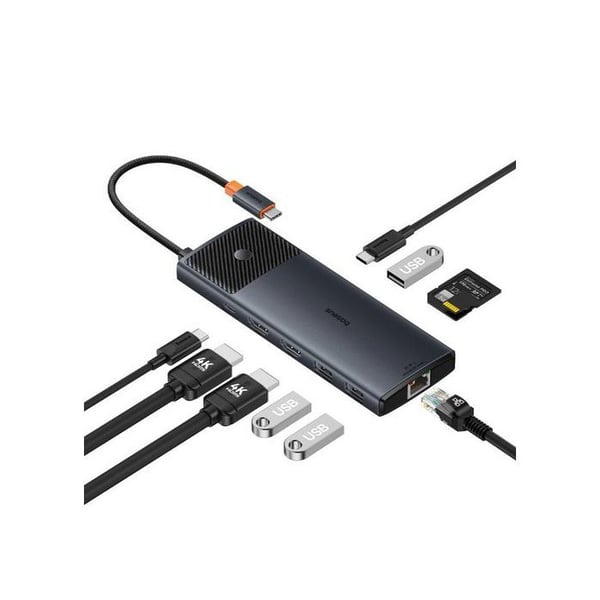 Dockningsstation 1in10 USB C-kontakt - 2xHDMI RJ45 SD/TF USB3 BASEUS
