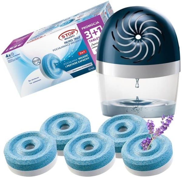 Avfuktare - Ceresit - Aero 360 - Paket med enhet och 5 påfyllningar 450g varav 1 lavendel