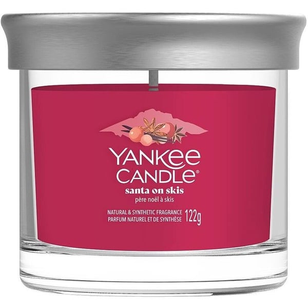 YANKEE CANDLE Liten glas Tumbler med signatur Santa på skidor