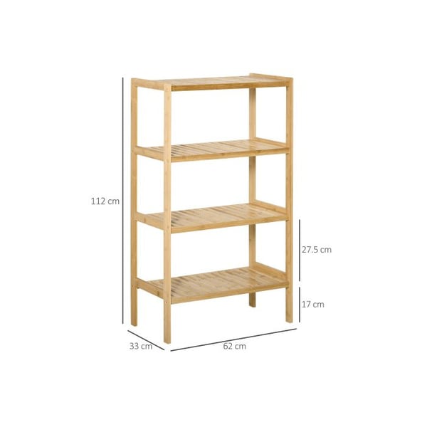 Reol - MUVOE - 4 niveauer - Naturligt bambus - 62x33x112cm - Maks. belastning 10kg pr. reol