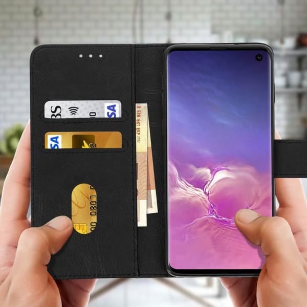 Plånboksfodral - AVIZAR - Samsung Galaxy S10 - Silikon gel - Videostöd - Magnetisk