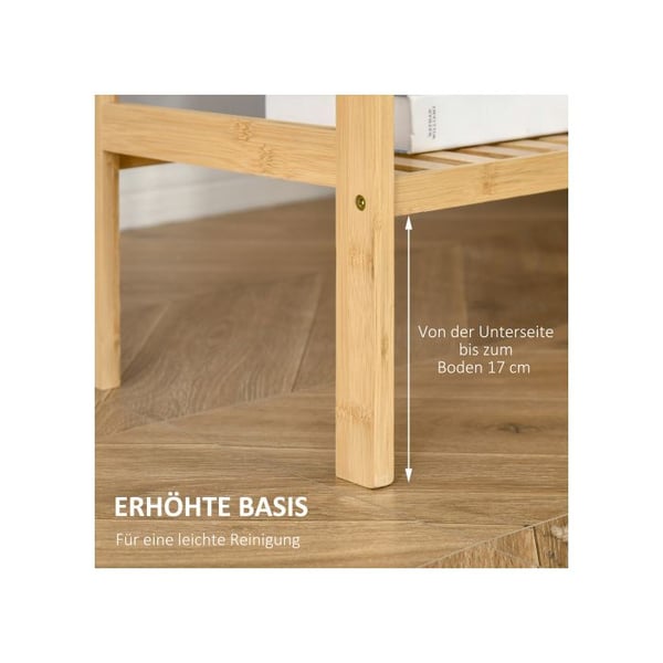 Reol - MUVOE - 4 niveauer - Naturligt bambus - 62x33x112cm - Maks. belastning 10kg pr. reol