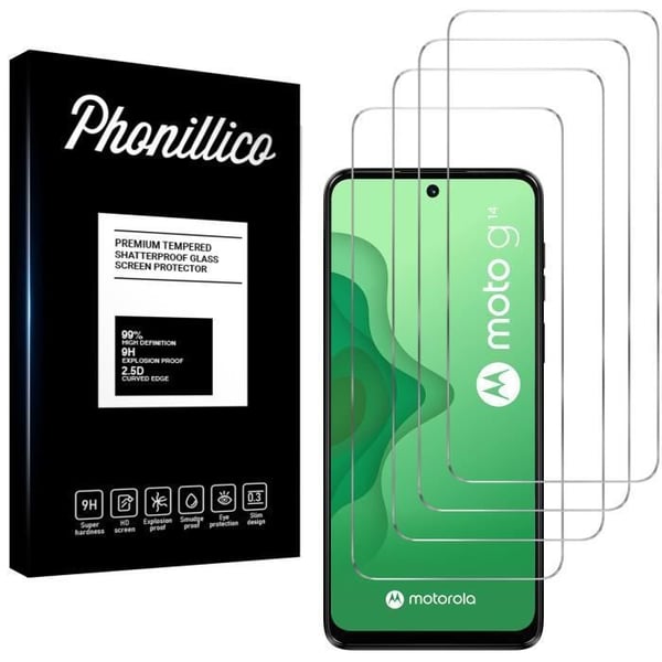Filmer i Härdat Glas för Motorola Moto G14 [Pack 4] Skärmskydd Phonillico®