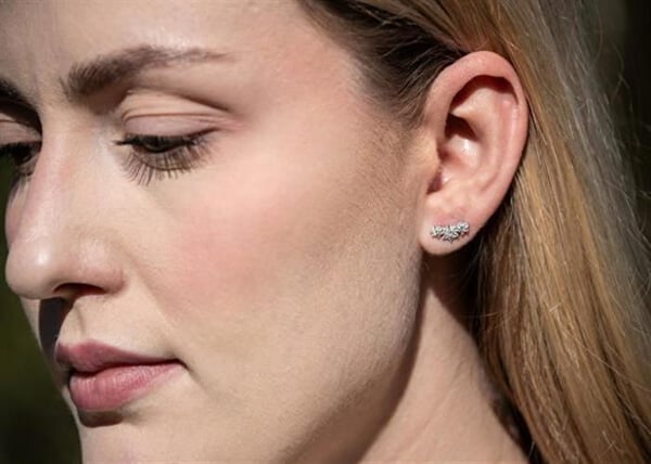 Örhängen - AGATO - AGT-E023PW - Sterlingsilver - Kubisk zirkon - Blomdesign