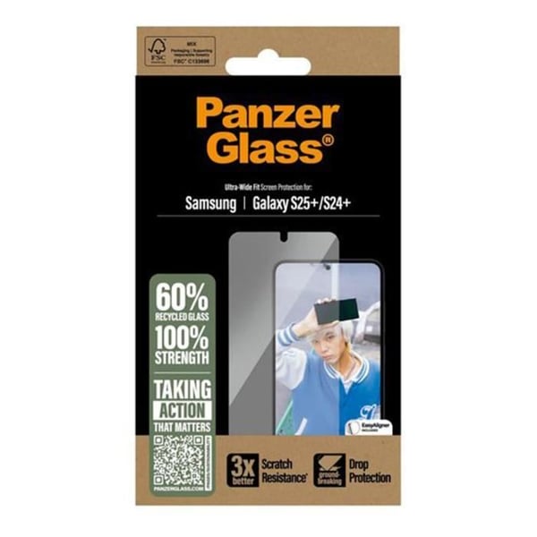 Skærmbeskyttelse - PanzerGlass - Galaxy S25 Plus - Oléofobisk - Ultra-Bred Pasform - Ridsesikker