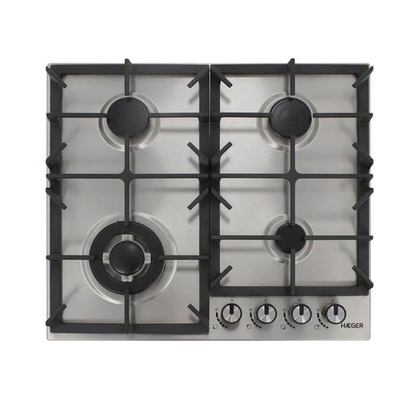 Inbyggd gasspis - HAEGER - 60 cm - 4 brännare - 1 wok - Grå