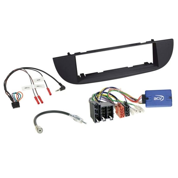 Kit 1-DIN kompatibel med Fiat 500(ZAF 312) 10/2007-07/2015 SWC/antenn