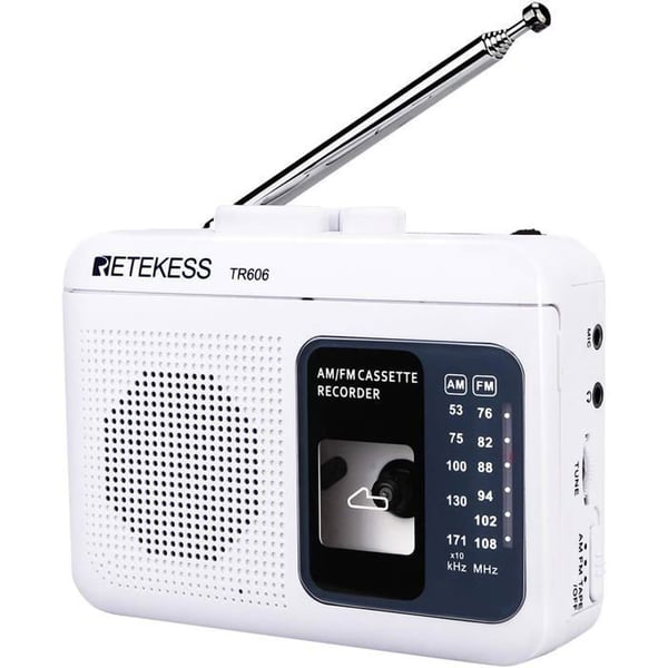 Retekess TR606 Radio Kassetter Portable och Inspelare, FM AM Radio, Walkman Kassetteninspelningsapparat, Hörlursuttag 3,5mm, Present