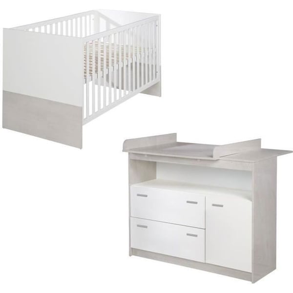 Bebisäng Duo ROBA Julia - Evolutiv säng 70x140 + Skötbord - Tvåfärgad
