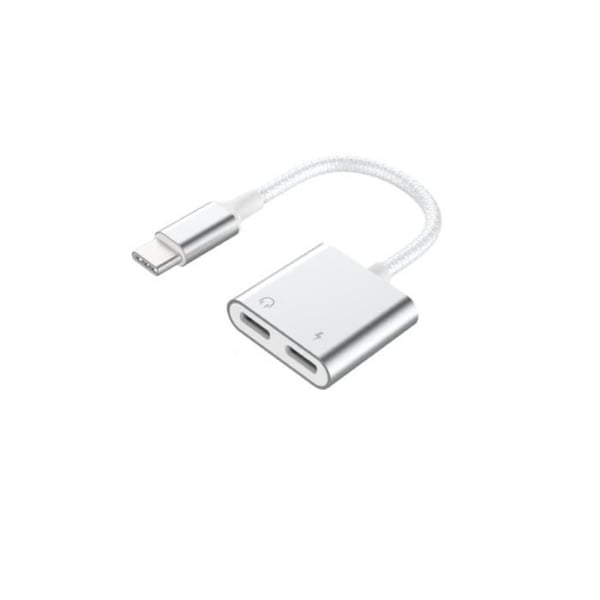 2-i-1-adapter - FORCE POWER - Lite - USB-C till USB-C - 100W PD - Ljud utan störningar - Vit