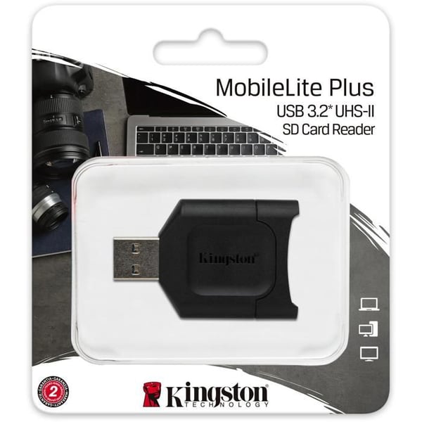 SD-kortläsare - KINGSTON - MobileLite Plus - USB 3.2 - Kompatibel med SD UHS-II - Svart
