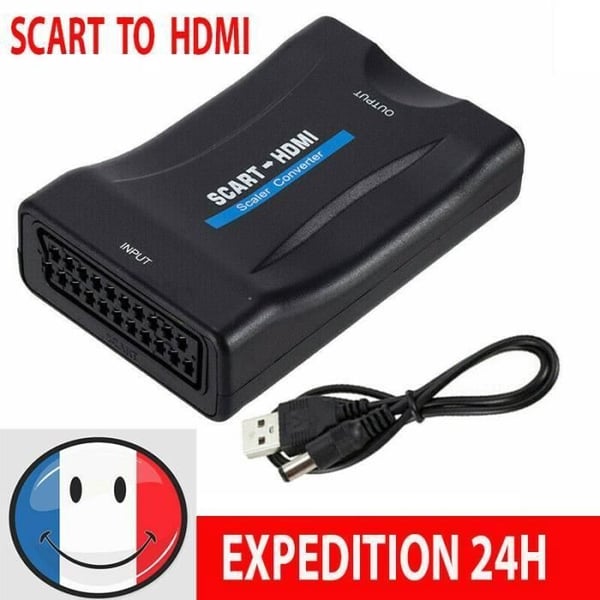 "Scart-HDMI Konverter - Adapter - 1080P - Plug and Play - Sort - Høj kvalitet"