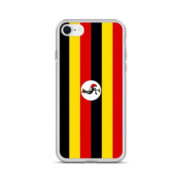 Telefonfodral – Ugandas flagga – Kompatibel med iPhone 6 Plus – Flexibelt fodral – Stöttålig och chockresistent – Silikon – Pixelforma