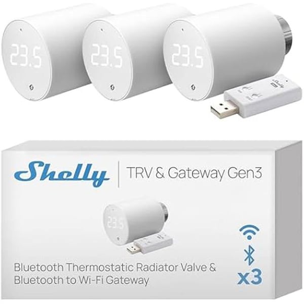 Ansluten termostatisk huvud - SHELLY - Blu TRV - Bluetooth Rotationsventil - Wi-Fi - Precision ±0,1°C