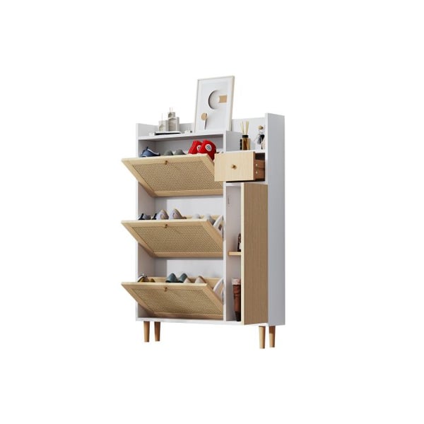 Skoopbevaring - MUVOE - 3 døre - Massivt træ - 1 skuffe - Beige