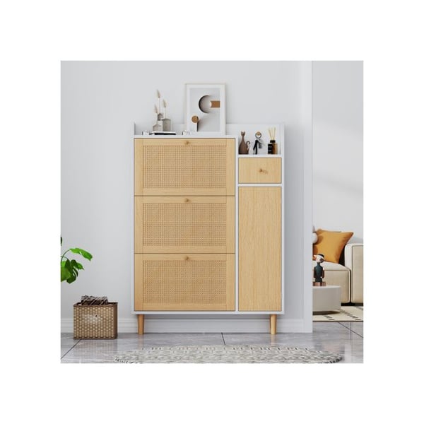 Skoopbevaring - MUVOE - 3 døre - Massivt træ - 1 skuffe - Beige
