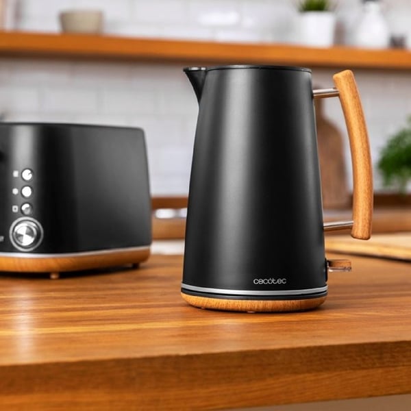 Cecotec Bouilloire ThermoSense 400 Black Woody 1,7 L kapacitet og 3000 W, Højt modstandsdygtig over for korrosion og helt