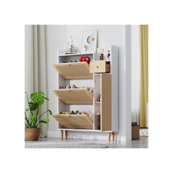 Skoopbevaring - MUVOE - 3 døre - Massivt træ - 1 skuffe - Beige