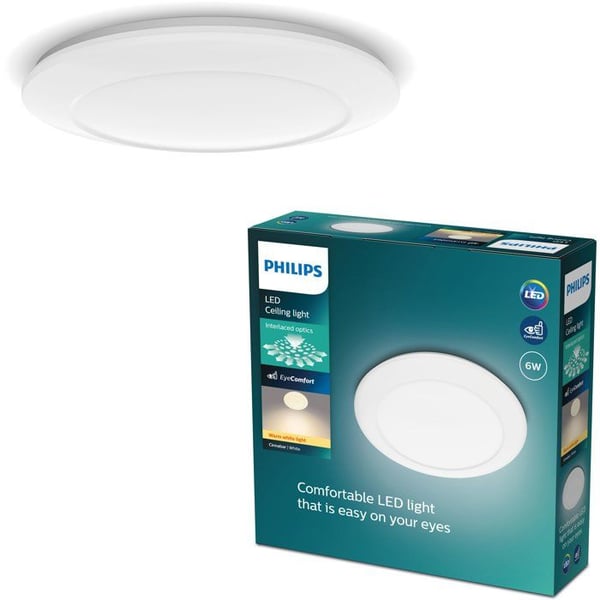 Samtida LED-taklampa - PHILIPS - Cinnabar Rund 17W 4000K - Vit syntetisk skärm