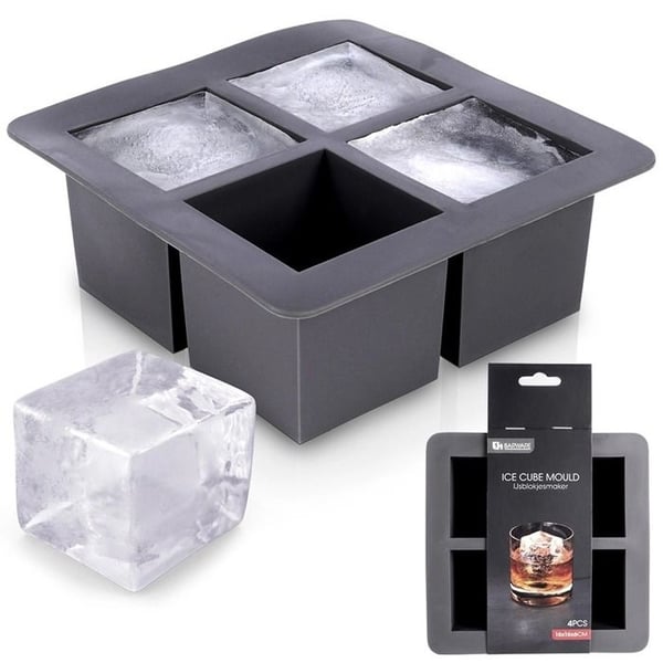 Iskubsform - Xxl Cube Maker - Silikon - 15,5x15,5x6 cm - 4 XXL kuber - Lätt att rengöra