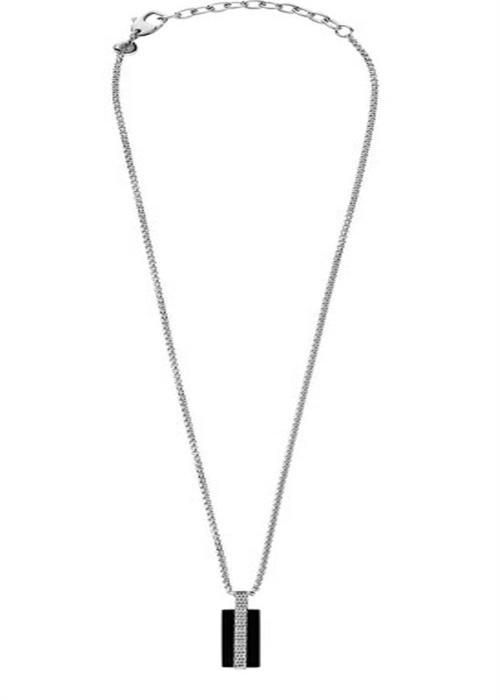 Halsband - SKAGEN - Torben - Stål - Hänge i svart glas - Längd 45 cm + 5 cm förlängning