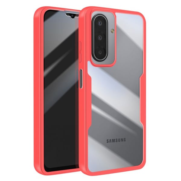 Helskal - AVIZAR - Galaxy A17 - Röd Silikon - Transparent Akryl - 360° Skydd