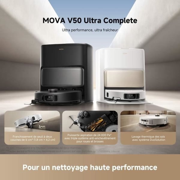 Robotstøvsuger Vasker MOVA V50 Ultra Complete - Effekt 24 000 Pa - Termisk gulvvask med DuoSolution-system
