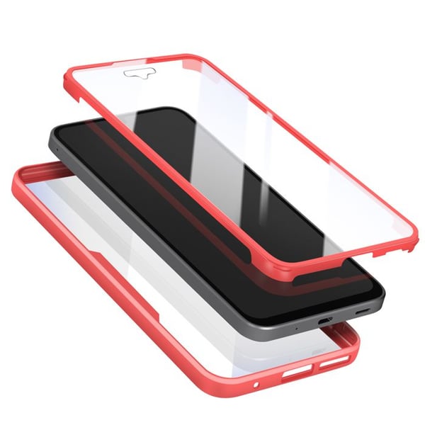 Helskal - AVIZAR - Galaxy A17 - Röd Silikon - Transparent Akryl - 360° Skydd