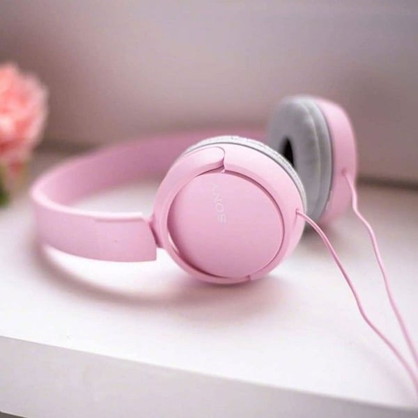 Bullerdämpande hörlurar - SONY - Modell med båge rosa - Vikt 120g - Mini-kontakt 3,5mm - NFC