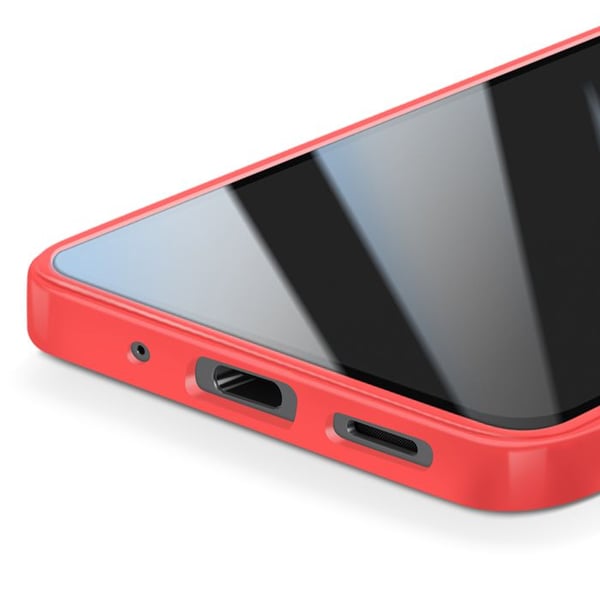 Helskal - AVIZAR - Galaxy A17 - Röd Silikon - Transparent Akryl - 360° Skydd