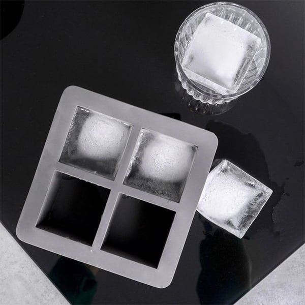 Iskubsform - Xxl Cube Maker - Silikon - 15,5x15,5x6 cm - 4 XXL kuber - Lätt att rengöra