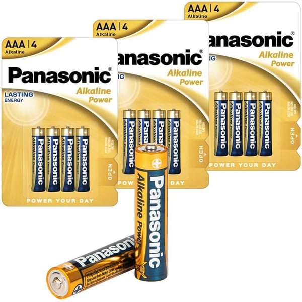 Alkaliska batterier - Panasonic - Alkalisk kraft AAA - Lång hållbarhet 12 stycken