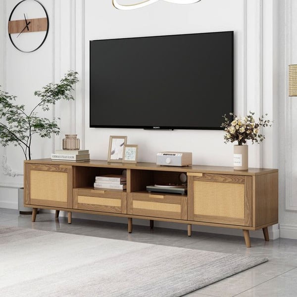 Element TV - MUVOE - 200x37x49 cm - Ægte rattan - Massivt træ - Moderne design
