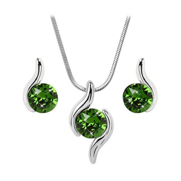 Anständig set med halsband och örhängen Chaton Wave Fern Green