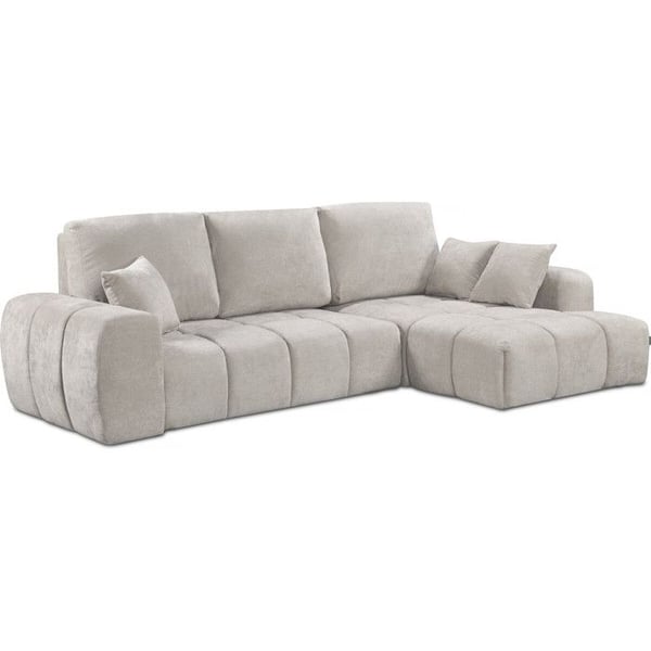 Hörnsoffa som är bäddbar i chenilletyg "Verneuil" - 3 platser - Beige