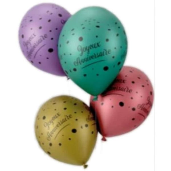 P'TIT Clown re22431 - Lot 8 ballonger Gratulerar på födelsedagen kromade 30 cm