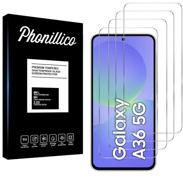 Härdat Glas - Phonillico® - Samsung Galaxy A36 5G - Pack om 4 - Rep motståndskraftig - Transparent