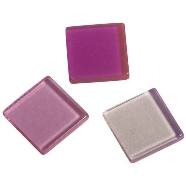 Akrylmosaik, 1x1 cm, genomskinlig, rosafärgad, låda - ca 205 st / 50 g